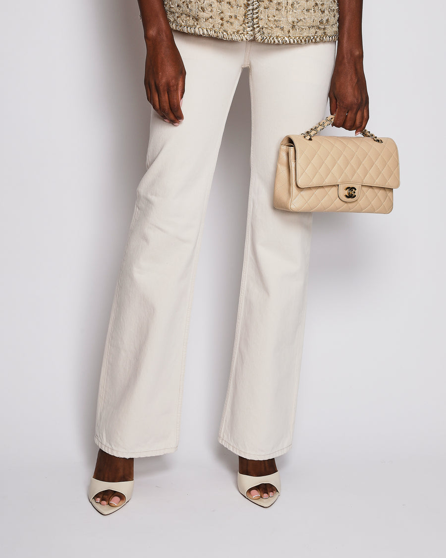 Saint Laurent 70's High-Rise Bootcut Jeans in Almond Milk Size 34 (UK 6) RRP £865