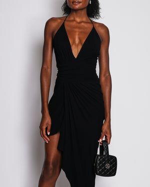 Alexandre Vauthier Black Halter Neck Midi with Asymmetric Wrap-around Skirt Detail Size FR 36 (UK 8)