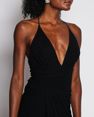 Alexandre Vauthier Black Halter Neck Midi with Asymmetric Wrap-around Skirt Detail Size FR 36 (UK 8)
