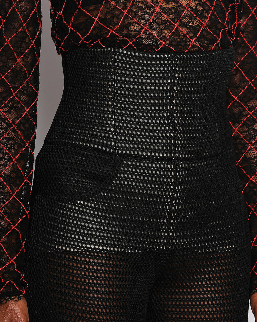 Chanel Black Mesh High Waisted Trousers with Pocket Details Size FR 36 (UK 8)