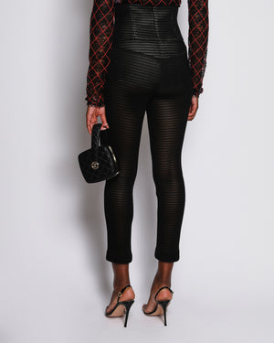 Chanel Black Mesh High Waisted Trousers with Pocket Details Size FR 36 (UK 8)