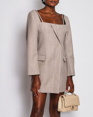 Jacquemus Beige Wool La Montagne Long-Sleeved Blazer Mini Dress Size FR 38 (UK 10)