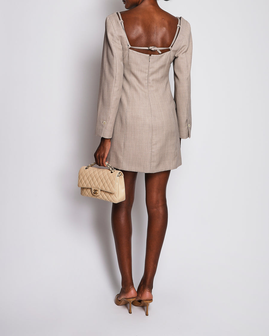 Jacquemus Beige Wool La Montagne Long-Sleeved Blazer Mini Dress Size FR 38 (UK 10)
