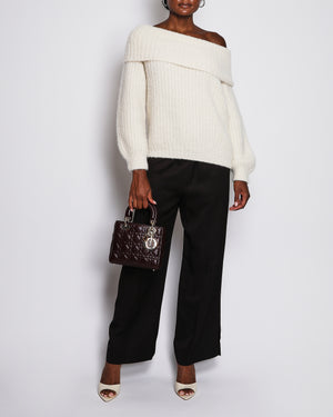 Loro Piana Cream Cashmere Knit Sweater with High-Neck Detail Size S (UK 8)