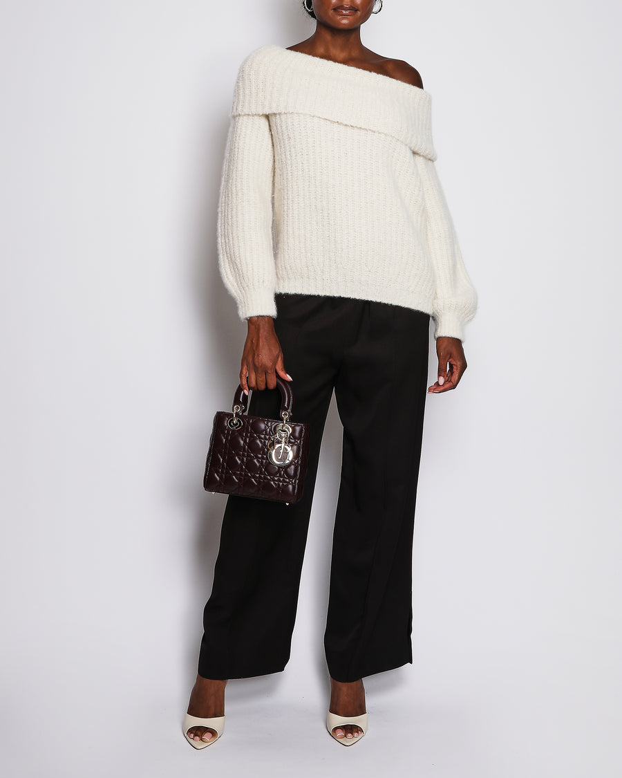 Loro Piana Cream Cashmere Knit Sweater with High-Neck Detail Size S (UK 8)