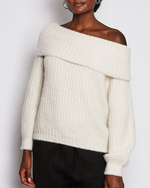 Loro Piana Cream Cashmere Knit Sweater with High-Neck Detail Size S (UK 8)