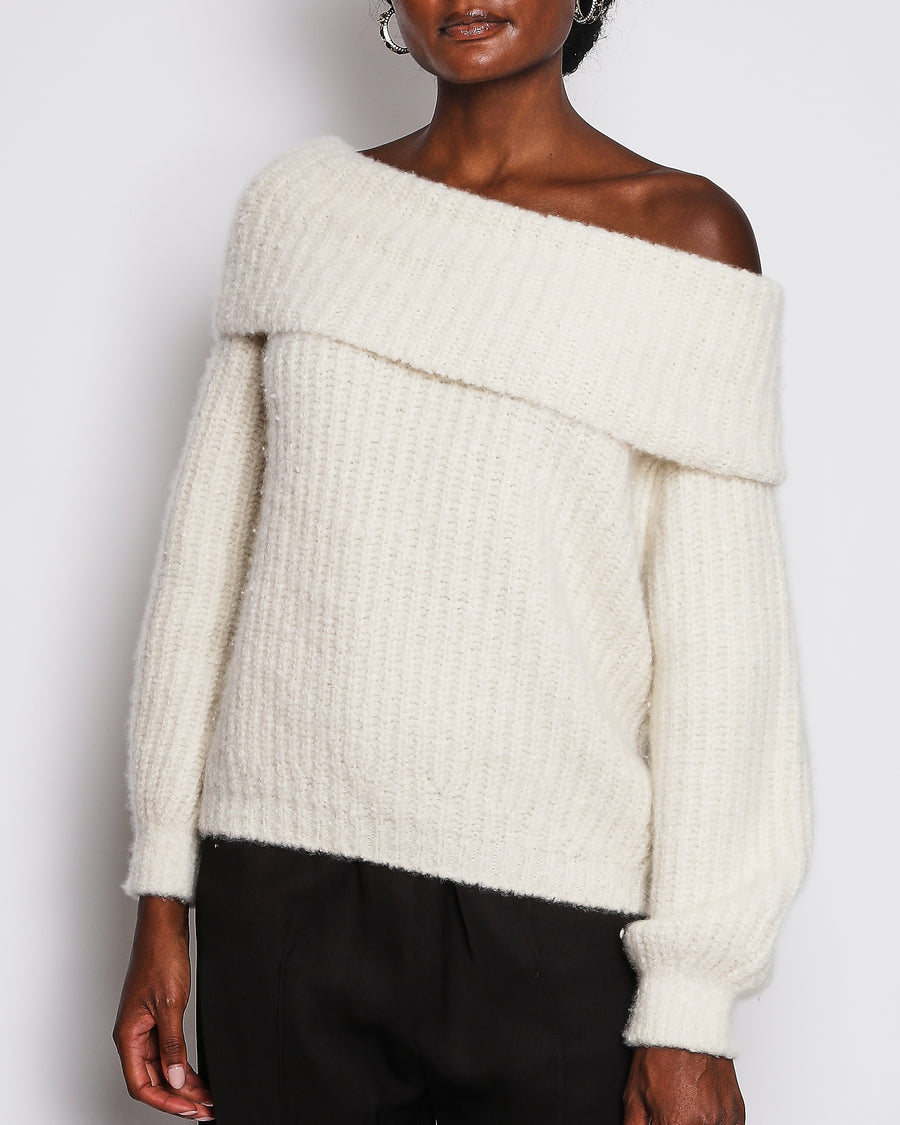 Loro Piana Cream Cashmere Knit Sweater with High-Neck Detail Size S (UK 8)