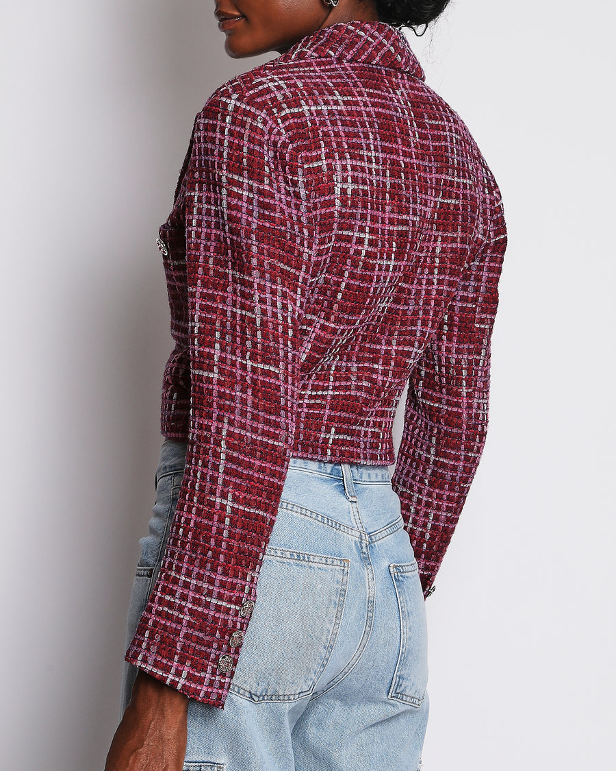 Chanel 23/C Pink and Burgundy Double Breasted Tweed Jacket Size FR 38 (UK 10)