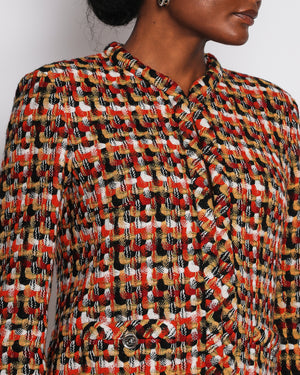 Chanel 23/A Orange Tweed Collarless Jacket with CC Button Detail Size FR 38 (UK 10)