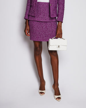 Chanel 21/C Purple Tweed Jacket with Matching Skirt Set Size FR 38 (UK 10)