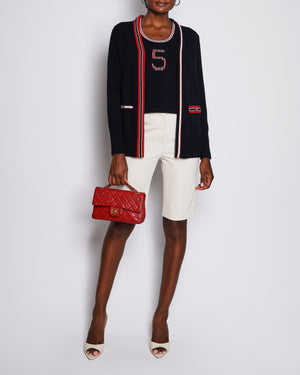Chanel Navy No5 Cashmere Vest with Matching Cardigan Set Size FR 34/36 (UK 6/8)