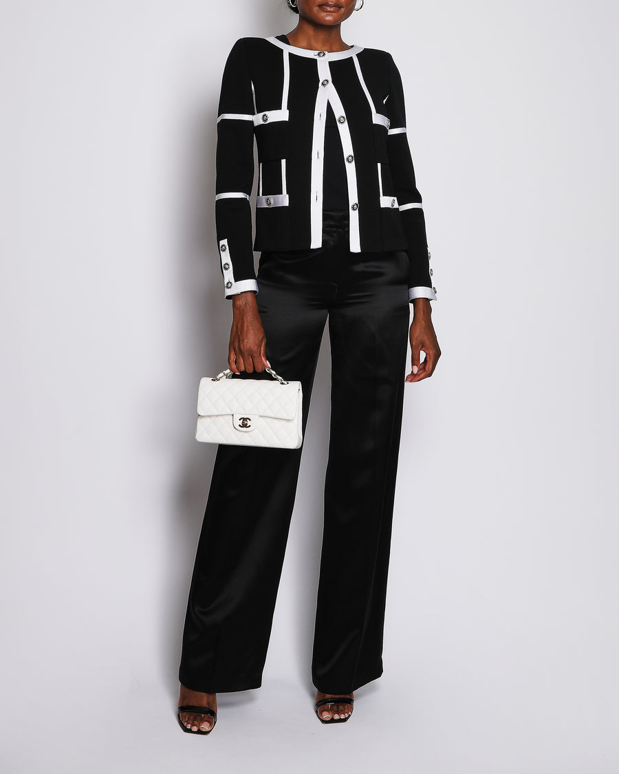 Chanel 20/A Black Collarless Panelled Jacket with Pocket Detail Size FR 36 (UK 8)