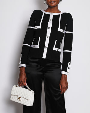 Chanel 20/A Black Collarless Panelled Jacket with Pocket Detail Size FR 36 (UK 8)
