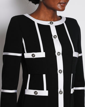 Chanel 20/A Black Collarless Panelled Jacket with Pocket Detail Size FR 36 (UK 8)