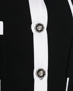 Chanel 20/A Black Collarless Panelled Jacket with Pocket Detail Size FR 36 (UK 8)