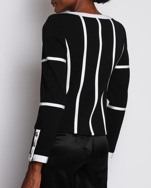 Chanel 20/A Black Collarless Panelled Jacket with Pocket Detail Size FR 36 (UK 8)