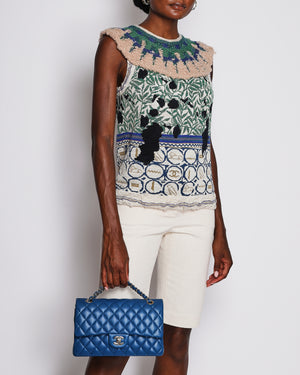 Chanel 19/A Métiers d'Art Green Sleeveless Floral Knitted Jumper Size FR 34 (UK 6)