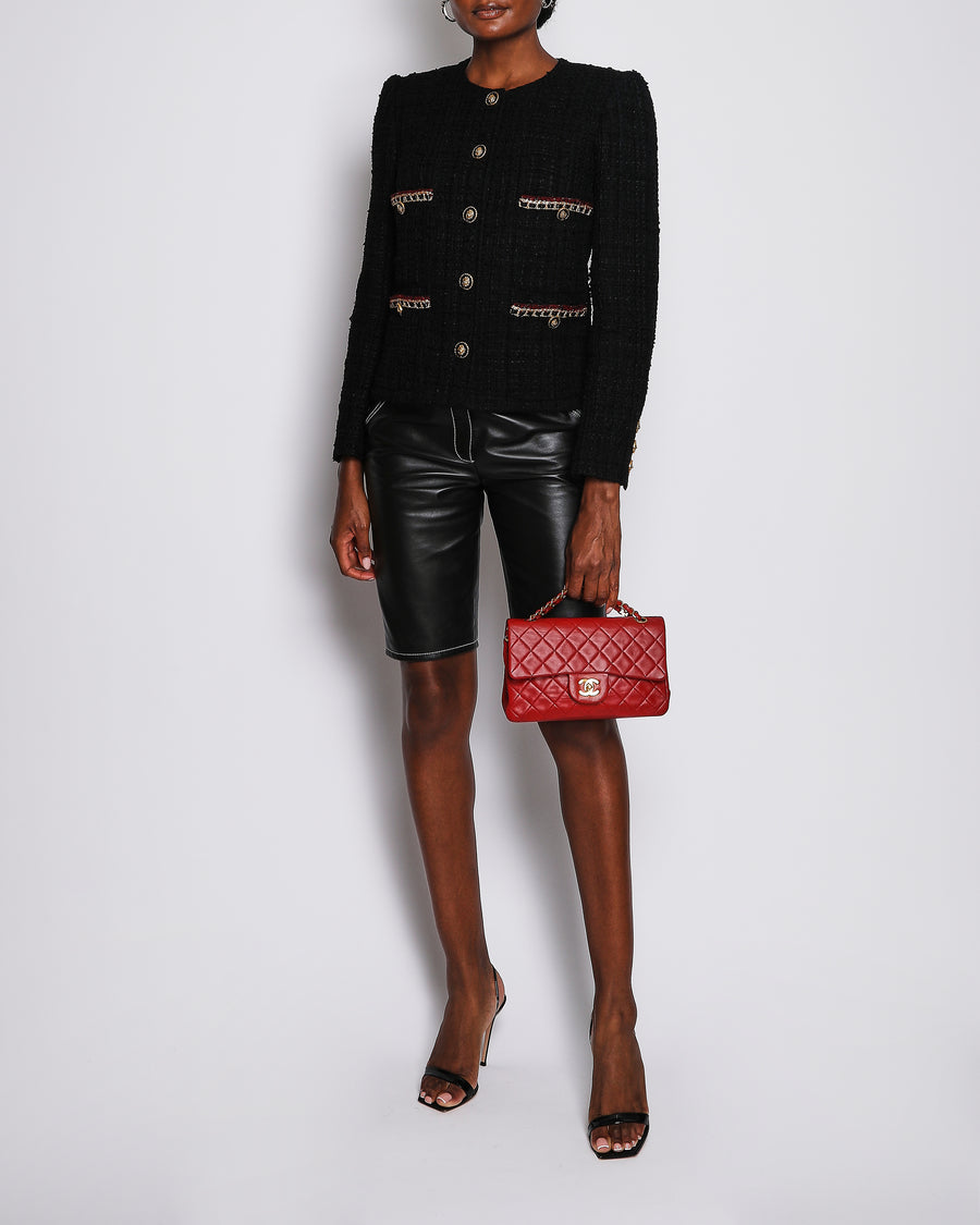 Chanel 21/A Black Chateau Des Dames Métiers d'Art Tweed Jacket with CC Button Detail Size FR 36 (UK 8)