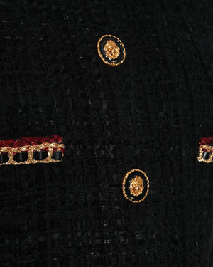 Chanel 21/A Black Chateau Des Dames Métiers d'Art Tweed Jacket with CC Button Detail Size FR 36 (UK 8)
