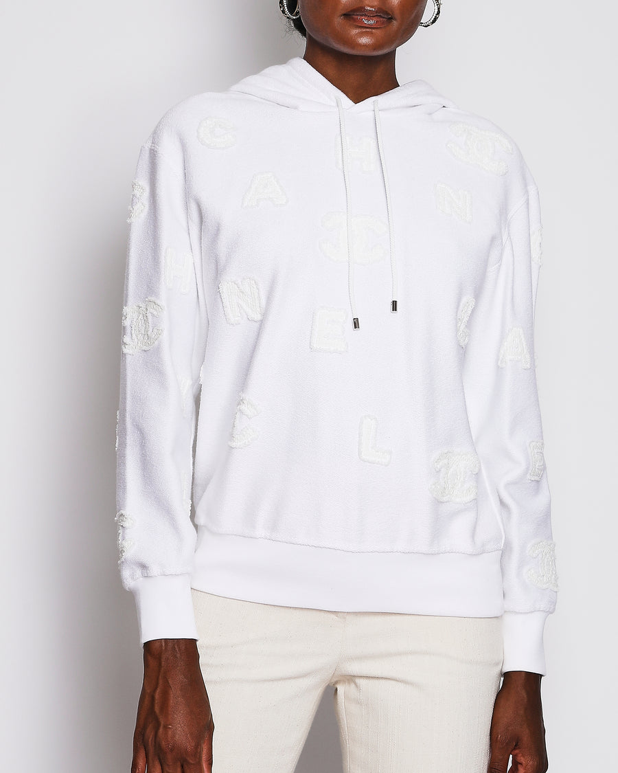 Chanel White CC Logo Towelling Hoody Size S (UK 8)