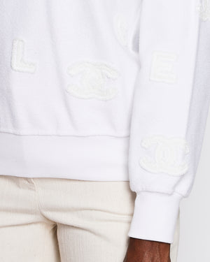 Chanel White CC Logo Towelling Hoody Size S (UK 8)