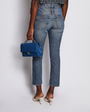Alaïa Blue High-Waist Skinny Jeans with Eyelet Detail Size FR 36 (UK 8)