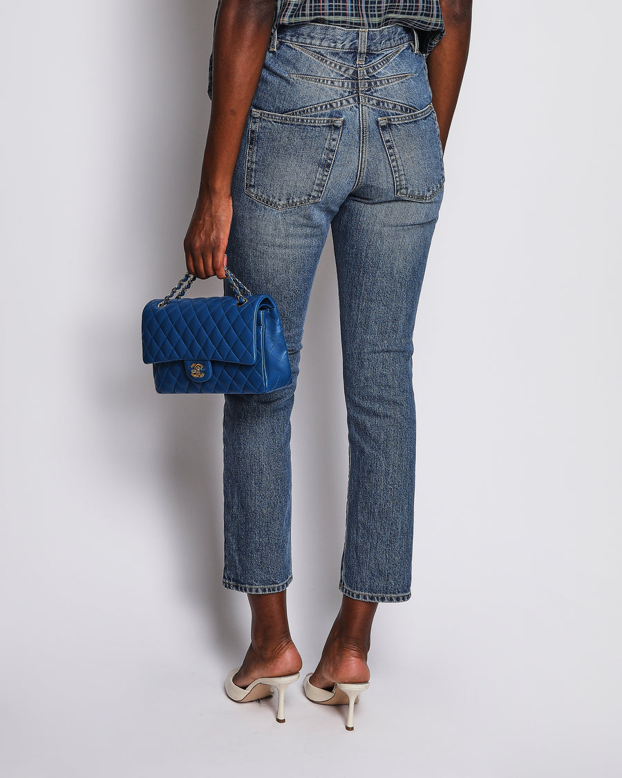 Alaïa Blue High-Waist Skinny Jeans with Eyelet Detail Size FR 36 (UK 8)