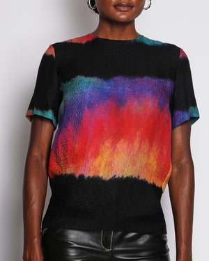 Chanel 20/P Black Métiers d'Art Short Sleeve Tie-Die Silk Blouse Size FR 36 (UK 8)