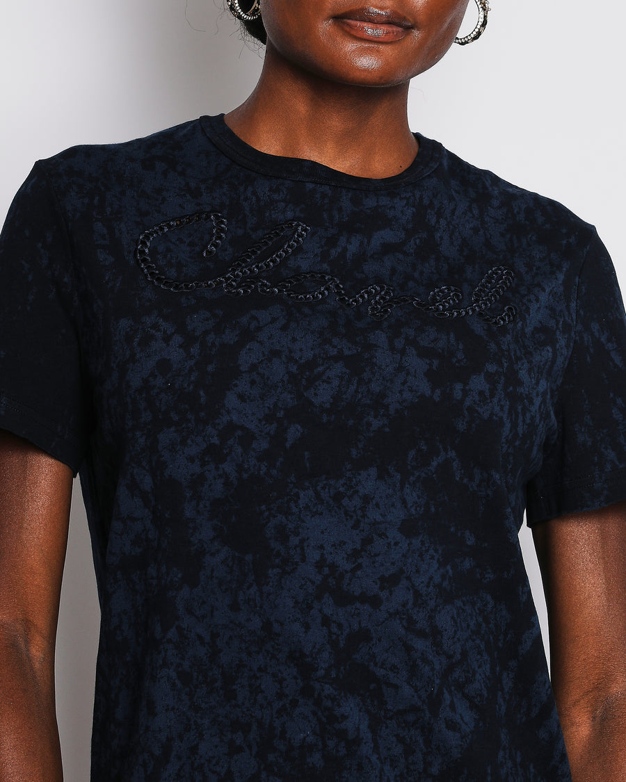 Chanel 20/S Navy Signature CC Logo Plaque T-Shirt Size FR 34 (UK 6)