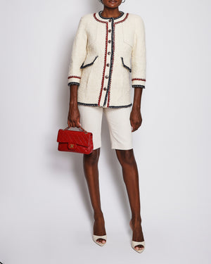 Chanel 18/P Ivory Metiers d'Art Braid Trimmed Tweed Jacket with CC Button Detail Size FR 36 (UK 8)