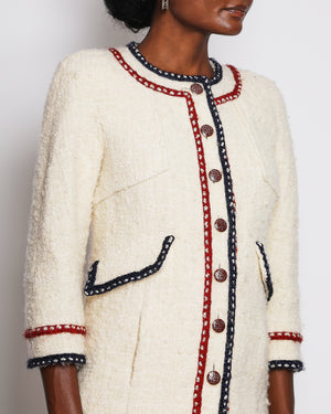 Chanel 18/P Ivory Metiers d'Art Braid Trimmed Tweed Jacket with CC Button Detail Size FR 36 (UK 8)