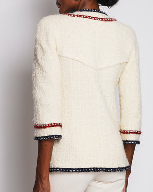 Chanel 18/P Ivory Metiers d'Art Braid Trimmed Tweed Jacket with CC Button Detail Size FR 36 (UK 8)