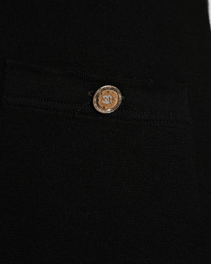 Chanel Cruise 2025 Black Knit Short Sleeve Mini Cashmere Dress with Zipper and Pocket Detail Size FR 38 (UK 10)