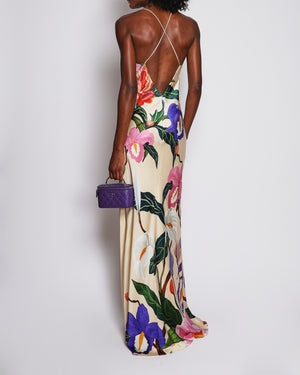 Borgo De Nor Multicolour Satin Floral Maxi Dress IT 44 (UK 12) RRP £980