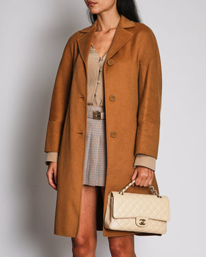 Max Mara Studio Camel Wool Single-Breasted Coat Size IT 36 (UK 4) RRP £950
