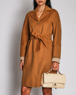 Max Mara Studio Camel Wool Single-Breasted Coat Size IT 36 (UK 4) RRP £950