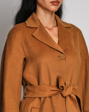 Max Mara Studio Camel Wool Single-Breasted Coat Size IT 36 (UK 4) RRP £950