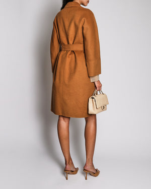 Max Mara Studio Camel Wool Single-Breasted Coat Size IT 36 (UK 4) RRP £950