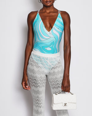 Pucci Blue and Turquoise Marmo-Print Swimsuit Size S (UK 8)