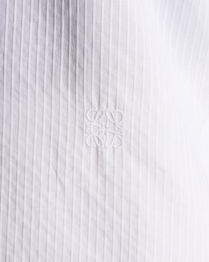 Loewe White Pinstripe Shirt with Gold Details on Sleeve Size FR 34 (UK 6)