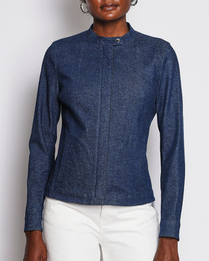 Loro Piana Blue Stand-Collar Denim Jacket Size IT 42 (UK 10)
