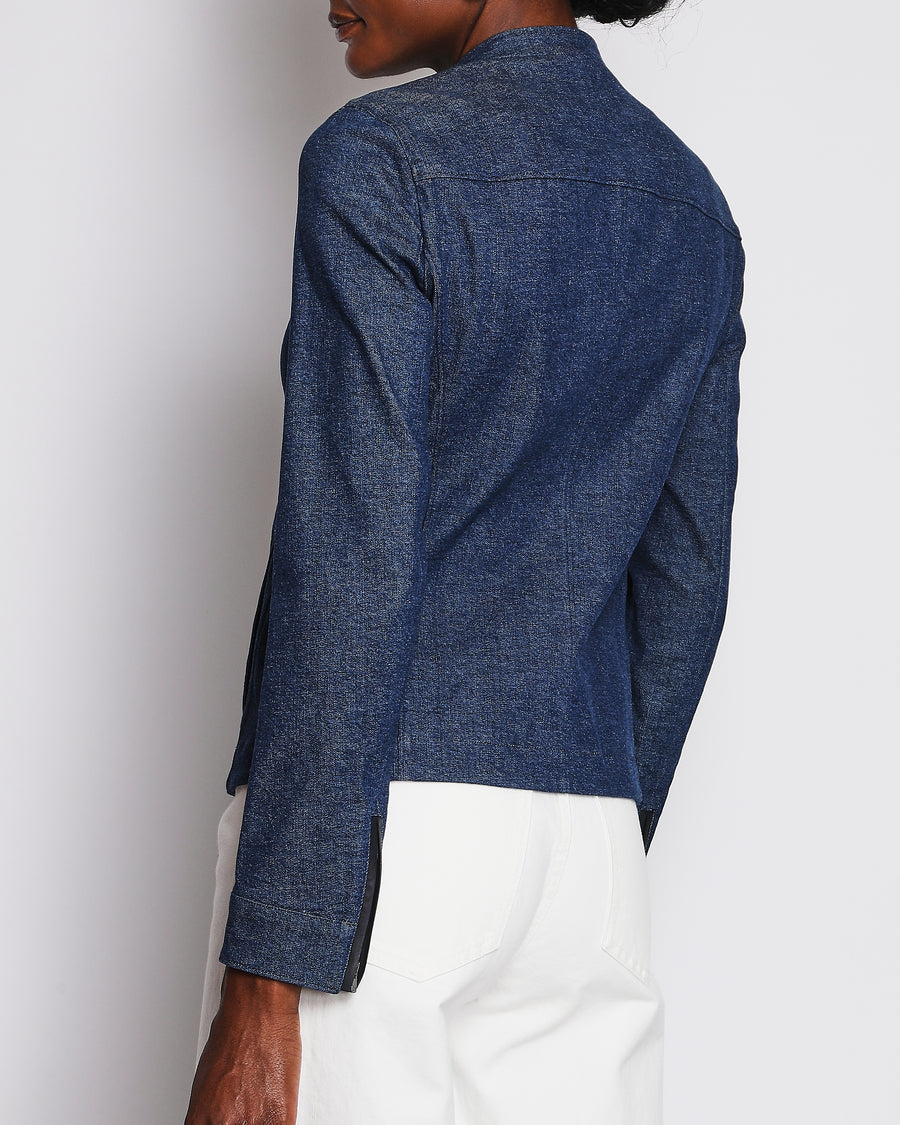 Loro Piana Blue Stand-Collar Denim Jacket Size IT 42 (UK 10)