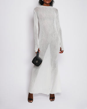 Chanel White Semi-Sheer Maxi 19A Dress in Ecru Size FR 36 (UK 8)