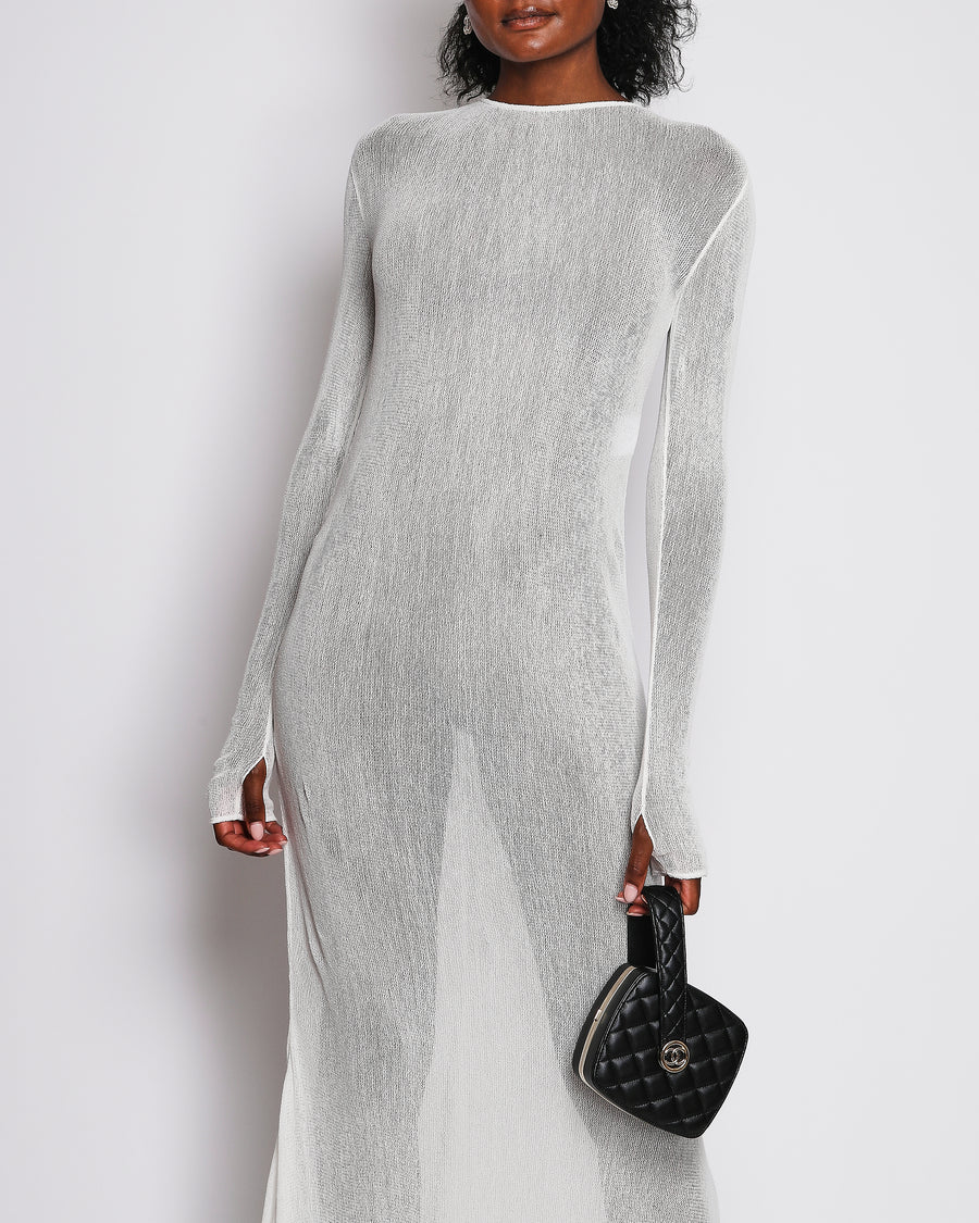 Chanel White Semi-Sheer Maxi 19A Dress in Ecru Size FR 36 (UK 8)