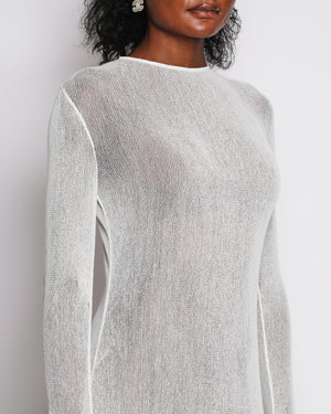 Chanel White Semi-Sheer Maxi 19A Dress in Ecru Size FR 36 (UK 8)