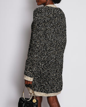 Chanel Black Bouclé Cardigan with Pockets and Gold Trim Detail Size FR 44 (UK 16)