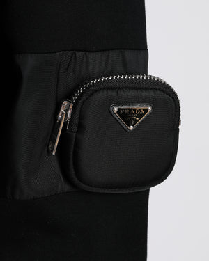 Prada Black Hoodie with Padded Zip Pocket Detail Size S (UK 8)