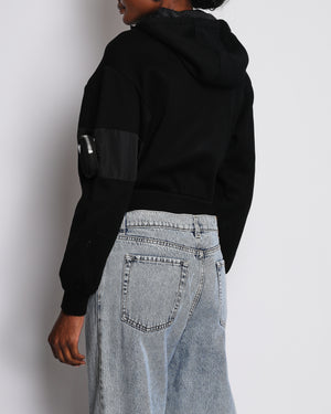 Prada Black Hoodie with Padded Zip Pocket Detail Size S (UK 8)