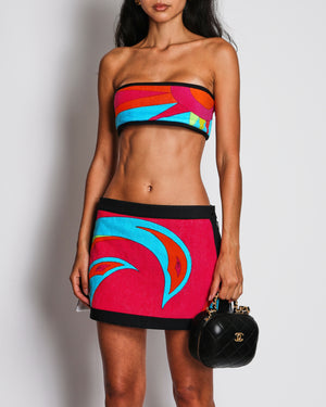 Pucci Multi-Colour Towelling Badeau Top and Mini Skirt Set Size IT 42 (UK 10)