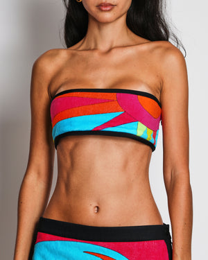 Pucci Multi-Colour Towelling Badeau Top and Mini Skirt Set Size IT 42 (UK 10)